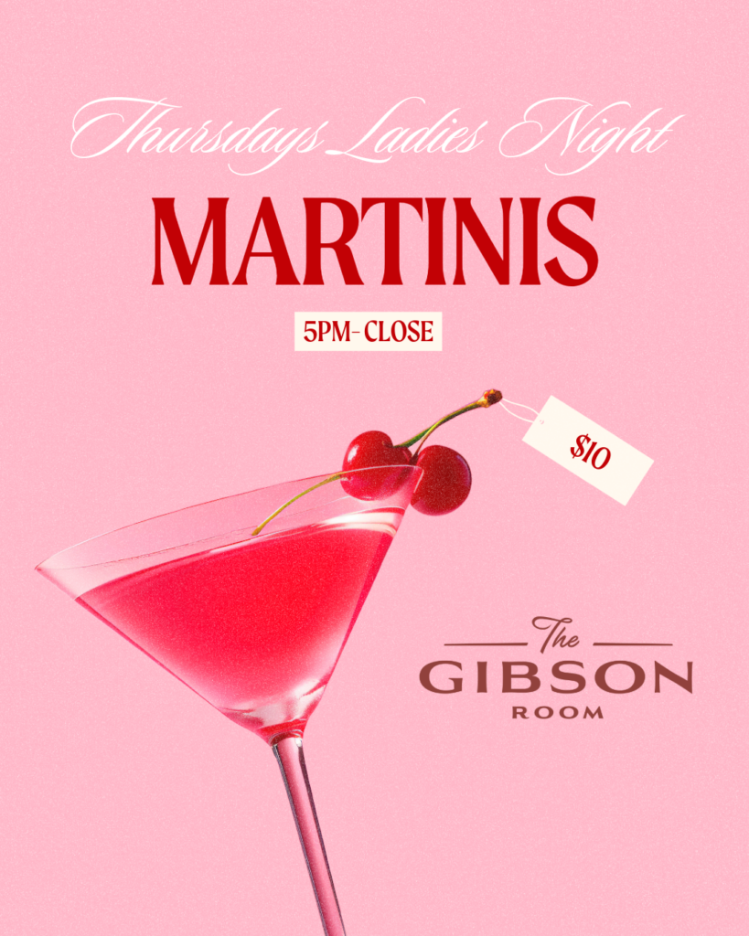Group toasting with $10 martinis at The Gibson Room Ladies Night